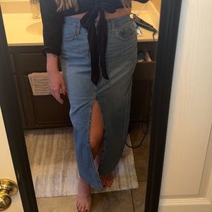 Denim maxi skirt